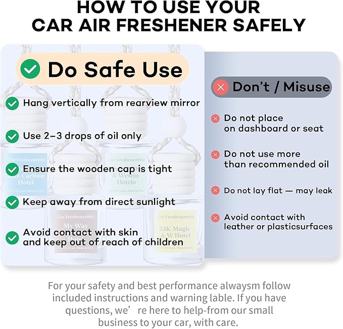 C Classy Hanging Car Air Freshener 2 Pack, Voleano Lava Essential Oil Diffuser, Long-Lasting Fragrance, Cute Glass Bottle Car Accessories for Women & Men, Made in USA