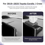 LUWU Dashboard Storage Tray Compatible with 2019-2024 2025 Toyota Corolla / 2022 2023 2024 Corolla Cross Accessories Center Console Display Box Hidden Tray Silicone Organizer Tray w/Tissue Box