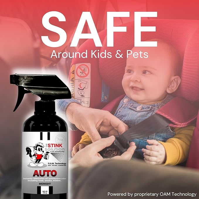 The Stink Solution Car Deodorizer Odor Eliminator For Strong Odor: Quickly Banish Smoke, Pet, Food, Sweat, & Other Foul Smells! Safe Car Freshener for Seats & More! - 1 16 oz, 1 4 oz (Coconut Mango)