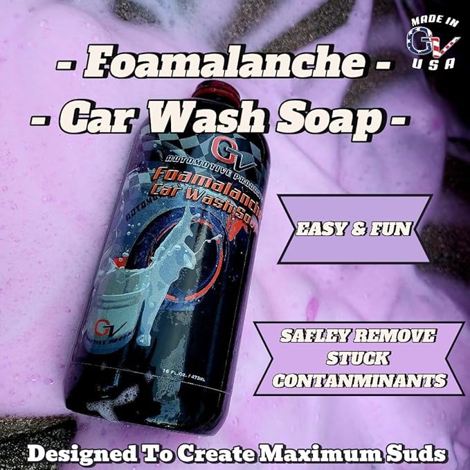 GV Automotive Products Foamalanche Car Wash 16 oz, car foam, car wash, works with foam gun, foam cannon, pressure washer