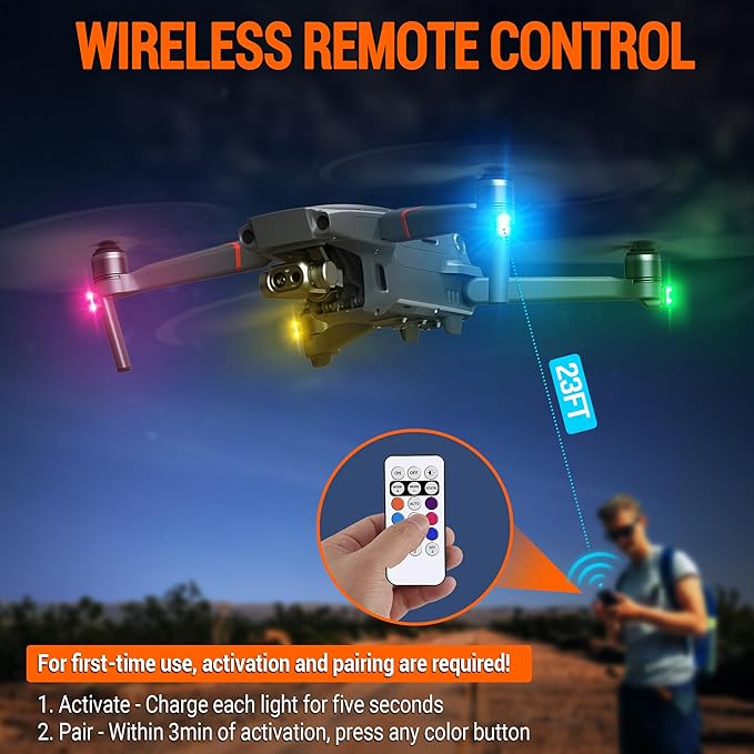 Wireless LED Strobe Lights Remote Control, 8 Colors USB Charing Waterproof Anti-Collision Flashing Emergency Warning Lights for Car Motorcycle Drone Aircraft Bike 4PCS