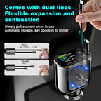 Ankuee Retractable Car Charger, 4 in 1 Super Fast Vehicle Phone Charger Adapter, Auto Cellphone Charging Accessories with Dual Type C Cables & 2 USB Ports, Universal for SUV, Sedan, Truck
