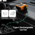 Socool Portable Car Fan - 14500mAh Rechargeable Battery Opearated, Clip on Car Seat Headrest 360 Rotatable, 5-Speed Backseat Fans for Baby Rear Facing Cooling with Dual Air Outlets for SUV RV Truck