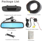 EWAY Tailgate Handle Backup Reverse Camera with 4.3 inch Rear View Mirror Monitor Kit for Dodge Ram 1500 2500 3500 2002-2008 Vehicle Safety Auto Reversing Parking Camera