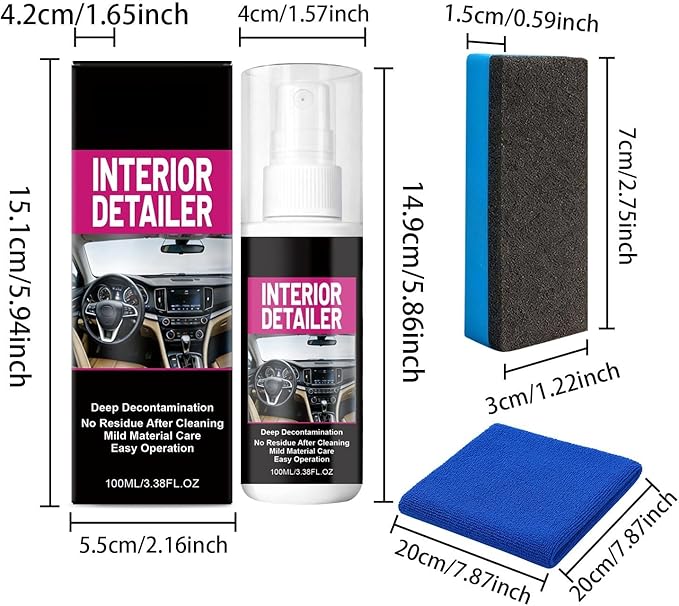 Car Interior Cleaner By, Convenient to Use, Fits All Car Interior Materials(1set)