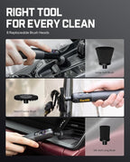 Fanttik Flip G10 Nano AutoCare Cordless Electric Car Interior Detailing Brush, Dual-Speed with 8 Brush Heads, Adjustable Angle & Smart Display, IPX7 Waterproof for Deep Car Cleaning