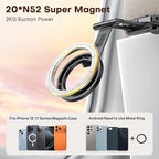 OMOTON 360°Rotating for MagSafe Tripod with 1/4" Screw Arca, Adjustable Magnetic Phone Tripod for iPhone 17/16/15 Pro Max Air, Fold Selfie Stick Fits Vlog, Gym, Travel Essentials, Black& Black Pro