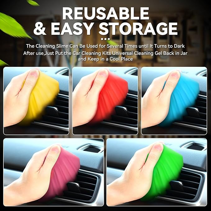 Auto Dynasty Car Cleaning Gel 5 Pack, Car Detailing Kit Cleaner Slime Putty Jelly, Car Interior Air Vent Dust Cleaner for Camera and Keyboard, Auto Detailing Tools Gifts for Men Women