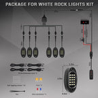 6 Pods White LED Rock Lights with Switch Extension Harness, 6000K 24 LEDs Pure White Neon Underglow Light for ATV SUV UTV RZR SXS Car Trailer Truck, IP67 Waterproof Under Trail Rig Fender Lighting