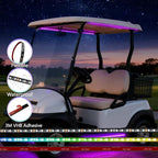 6 Pcs RGB+IC Golf Cart Underglow Light Strip with Roof Canopy Lights, 12V-80V Dream Color Chasing Light for EZGO Yamaha Club Car, Remote and APP Control, Voltage Reducer Included