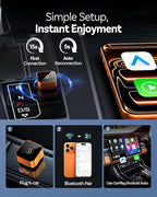 2026 Wireless CarPlay Adapter for iPhone ＆ Android Auto Mini Wired to Wireless Apple Car Play Adapter Plug & Play Compatible for iPhone iOS 10+ Android 11+ with After 2016 Cars