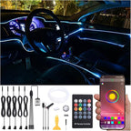 6 m Optic Fiber Car Ambient Lighting Kit Bluetooth App Control + RF Remote Control 64 Colors Multicoloured Music Interior Lighting Kit 12V 1W