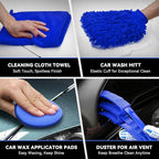 Auto Dynasty Car Detailing Kit, 19PCS Car Detailing Brush Set for Interior Exterior Wheels, Professional Car Care Cleaning Wash Kit with Duster for Air Vent, Car Accessories (Blue)
