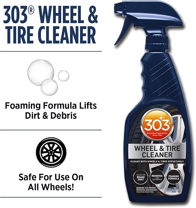 303 Products Wheel and Tire Cleaner - Cleans Both Wheels and Tires Effectively - Tough on Brake Dust - Removes Tire Browning - Foaming Formula, 15.5 fl. oz. (30596CSR) Packaging May Vary (Pack of 2)
