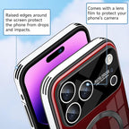 Guppy Compatible with iPhone 17 Pro Magnetic Case, with Full Camera Lens Protector [Compatible with MagSafe] Scratch Resistant Gradient Glass Back Cover Phone Case-Red