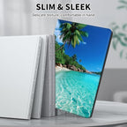 for Kindle Paperwhite Case,6.8" Kindle Paperwhite 11th Generation Case and Kindle Paperwhite Signature Edition,Leather Slim Adjustable Stand Cover with Auto Wake/Sleep,Green Sea Beach