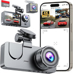 Dash Cam Front and Rear Inside 3 Channel, 4K Full UHD Dash Camera for Cars Built-in 32GB Card with IR Night Vision, 24 Hours Recording, Loop Recording, G-Sensor (Black)