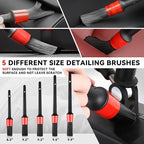 Auto Dynasty 19 Pieces Car Detailing Kit Wash Cleaning Tool Kit and Detailing Brush Set with Carry Bag Universal For Interior, Exterior, Wheels and Air Vent, Red