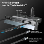 65W USB Hub for Tesla Model 3 (New Model Y Juniper 2024 2025 2026 -Fast Charger Tesla Accessories for Model 3 Highland(New Model Y Juniper) USB Charger Hub 4-Ports Retractable Phone Charger USB Hub