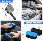 AUTODECO Car Detailing Kit, Car Detailing Brush Set, Bendable Car Wheel Rim Cleaner Brush Set, Car Detailing Brushes, Car Wash Cleaning Tools Kit for Interior, Exterior, Wheels, Blue