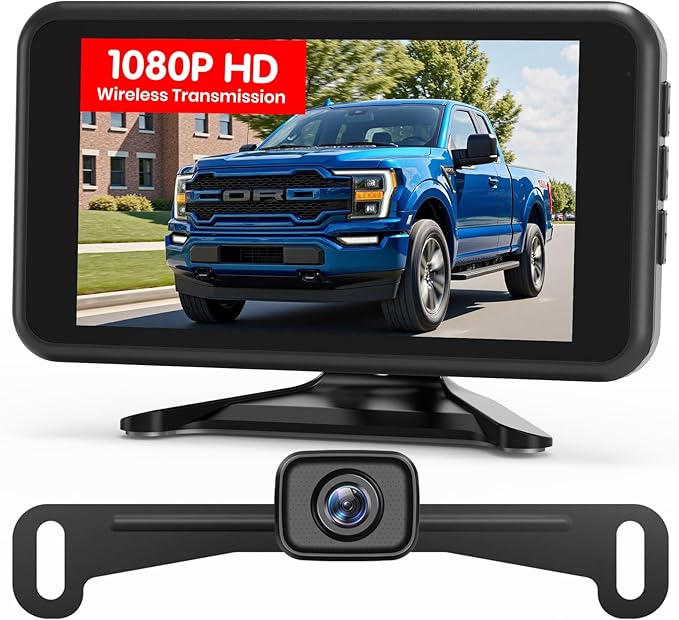 AUTO-VOX Wireless Backup Camera: 5" 1080P HD Dual-Channel Monitor, Easy Installation,Stable Digital Transmission Signal,IP69K Waterproof Night Vision Back Up Camera for Truck,SUV,Pickup,Car,Trailer