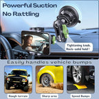 Suction Cup Phone Mount, Ultra-Stable Phone Holder for Vlog Shooting, 360 Rotation for Windshield, Roof Glass, Car Window, Fit for All Smartphones