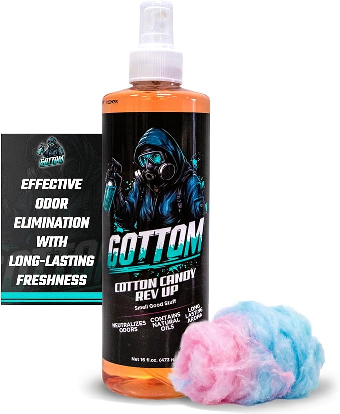 Gottom Air Freshener Spray - Long Lasting Odor Eliminator - 16 oz (Cotton Candy Rev Up) - Car Scent, Auto Odor Remover, Fresh Fragrance, Air Freshener for Trucks, SUVs, RVs, New Car Smell
