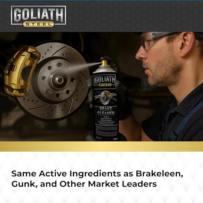 Kogler Goliath Steel Non-Chlorinated Brake Cleaner Spray, Low-VOC Fast-Drying Brake Parts Degreaser, Removes Grease, Oil & Brake Dust, 14 oz