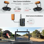 ZEROXCLUB 4 Cameras Wireless RV Backup System with 7-Inch Monitor, 2 Rear Sharkfin 2 Side Cameras, IR Night Vision, IP69k Waterproof Recording, Compatible with Furrion Pre-Wired RV Truck Trailer BW4