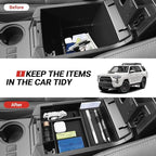 Hellet 2PCS Center Console Organizer Compatible with Toyota 2010-2020 2021 2022 2023 2024 4Runner Interior Accessories Storage Box Organizer Tray Hidden Storage Box