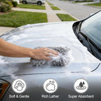 Microfiber Cleaning Cloths for Cars - 2 Pack Chenille Microfiber Wash Pads Gray Car Wash Pad for Gentle Cleaning of Cars Motorcycles Boats,Soft and Highly Absorbent,Easy to Clean and Reusable