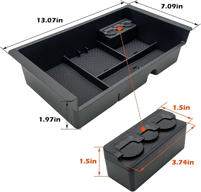 JOJOMARK Center Console Organizer Tray Compatible with 2014-2018 GMC Sierra Accessories, (2015-2020) Yukon/Chevy Tahoe Silverado Suburban, Armrest Storage Box Replaces 22817343(Black)