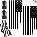 Hahafelt 2 Pack Car Seat Towel Covers with Storage Bag, 63 x 32 Inch Universal Non Slip Waterproof Sweat Protector for Car Truck, Gym Swimming Running, Machine Washable (Black White American Flag)