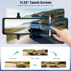 4K Mirror Dash Cam 11.26" Rear View Mirror Front and Rear View Dual Cameras with Night Vision,G-Sensor,Loop Recording,Parking Assistance,APP Control,24H Parking Monitor,Waterproof Backup Camera