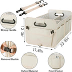 titiyiof Trunk Organizer For Suv & Sedan,Car Organizers and Storage, Waterproof Collapsible & Adjustable Straps,Sturdy Car Organization for Car Accessories, Tools,Food，Sundries,2-3 Compartment（Beige）