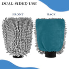 Qilmy Navy Blue Microfiber Chenille Car Wash Sponge Scratch Free Car Wash Mitt Absorbent Mitt Sponge for Trucks SUVs Car Washing Home Cleaning, Large