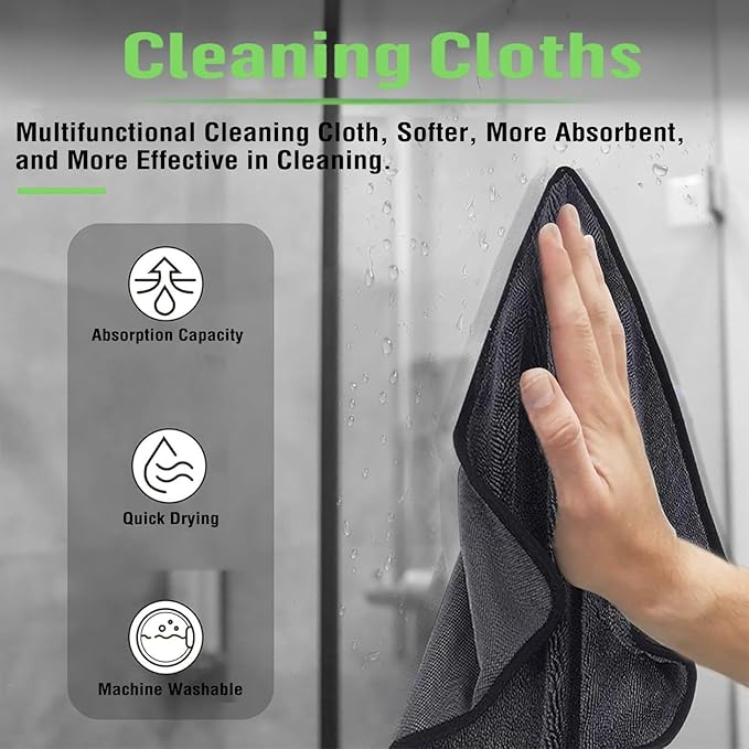Deedlite Bath Shower Cleaning Cloths, Premium Car Drying Towel | Ultra Absorbent Twisted-Loop Design| Microfiber Towel for Car, Shower Cabin, Household