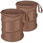 Car Trash Can, 2 Packs Mini Collapsible Car Trash Bin for Front Back Seat, Pop up Car Garbage Can, Portable Car Trash Bag Hanging for Vehicle SUV Rv Truck Accessories Interior, Brown