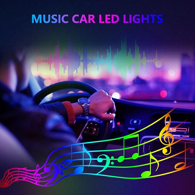 Car Led Strip Lights, 5 in 1 Interior Car Light, Ambient Led Lighting Kit with RGB 16 Million Colors&236 inches Fiber Optic, Neon Light Accessories for Car, Bluetooth APP and Remote Control