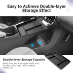 LUWU Lower Console Organizer Compatible with 2023 2024 2025 Toyota bZ4X & 2023 2024 2025 Subaru Solterra Accessories Armrest Console Secondary Storage Box Insert Tray Silicon Material Black
