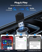 Wireless CarPlay Adapter for iPhone & Android Auto, No Delay, Fast & Stable Connection, Plug & Play, Converts Wired to Wireless Carplay Dongle for iOS 10 Android 11 and Above, USB-A/Type-C Port