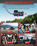 Dash Cam Front and Rear, 4K Full HD Dual Dash Camera for Cars, Built-in Memory Card Monitoring, 64GB Card, 5G WiFi GPS, Car Camera with 3" IPS Screen, 2160P Night Vision, 24H Parking Monitor