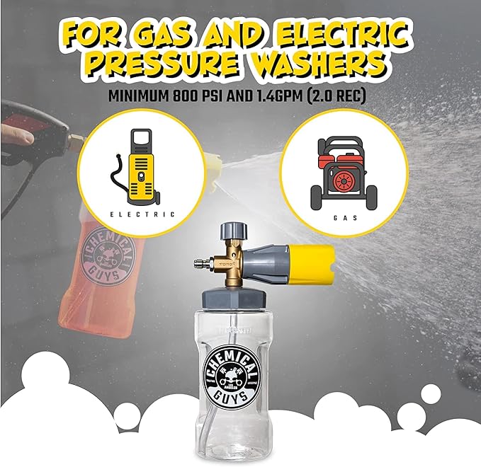 Chemical Guys Big Mouth Foam Cannon And Extreme Bodywash And Wax Kit For Pressure Washer Car Wash - Snow Foam Cleaning Soap With Max Release Sprayer, 16 Oz, 2 Items