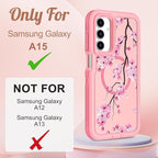 for Samsung Galaxy A15 5G Phone Case - Compatible with MagSafe Women Girls Cute Magnetic Protective Cover Kawaii Flower Girly Pretty Design Heavy Duty Shockproof for Samsung A15 5G Case 6.5"