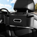 Car Backseat Organizer for Kids & Travelers - 4 in 1 Multifunctional Car Seat Back Storage with Cup Holder, Tissue Box, Snack/Handbag Holder - Nappa Leather Universal Fit for SUV/Van/Sedan (Black)