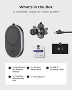 Mag Switch Qi2 Mag Safe Wireless Car Charger Air Vent Mount, 15W Fast Charger with a built in on/off switch for charging, Strong N52 Magnets, Compatible with iPhone 14/15/16/17 Iphone Air