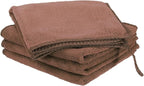 HARFINGTON 4 Pack Microfiber Cleaning Cloth, 10" x 10" Multi-Functional Cleaning Towels Reusable Absorbent Rags with Hook for Car Wash Kitchen Household Window Clean, Brown