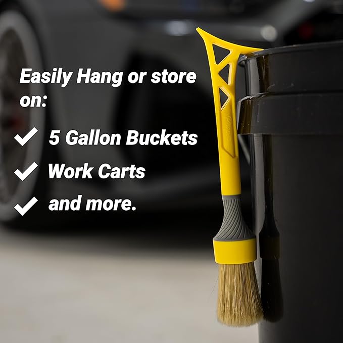 Ultra Soft Boars Hair Detailing Brush, 3 in 1 Patent Pending Design, Detail Automotive Interior or Exterior, get Professional Results with Proper Detail Brushes Car Detailing