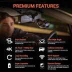 RexingUSA V1P 4K Dual Channel Dash Cam 4K+1080p w/Wi-Fi, 2.4” LCD, 170° Wide Angle, Rear Camera, Supercapacitor, G-Sensor, WDR, Loop Recording, Mobile App