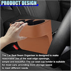 ZIMISI Car Cup Holder, PU Leather Auto Front Console Gap Filler Organizer, Multifunctional Cup Drink Holder, Car Seat Gap Filler Storage Box, Coin Bucket, Cell Mobile Phone Holder (Brown)